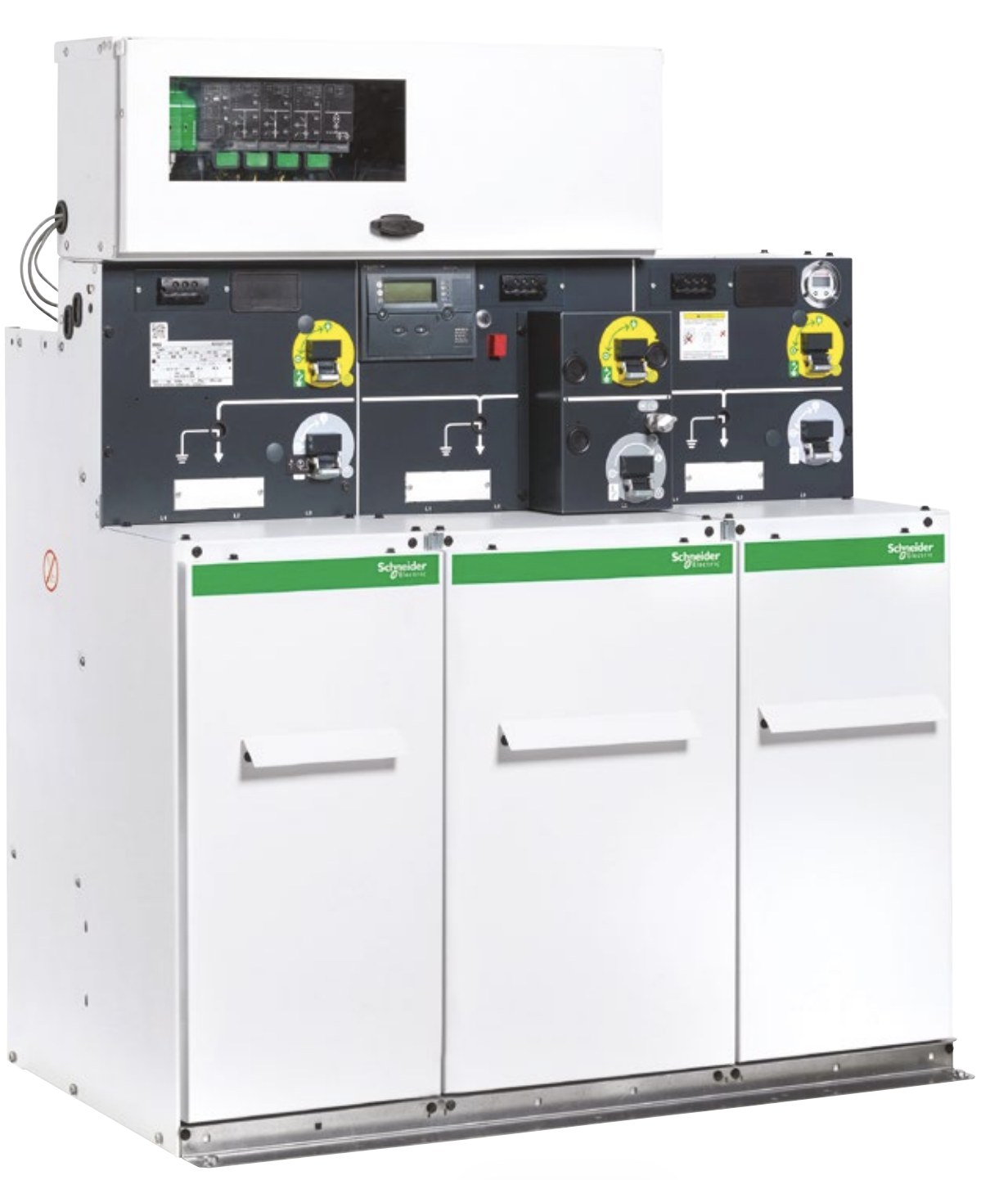 Schneider RM6 Gas-Insulated Ring Main Unit — Selection & Specification Guide 6 Schneider RM6 ring main unit — front view of the functional units